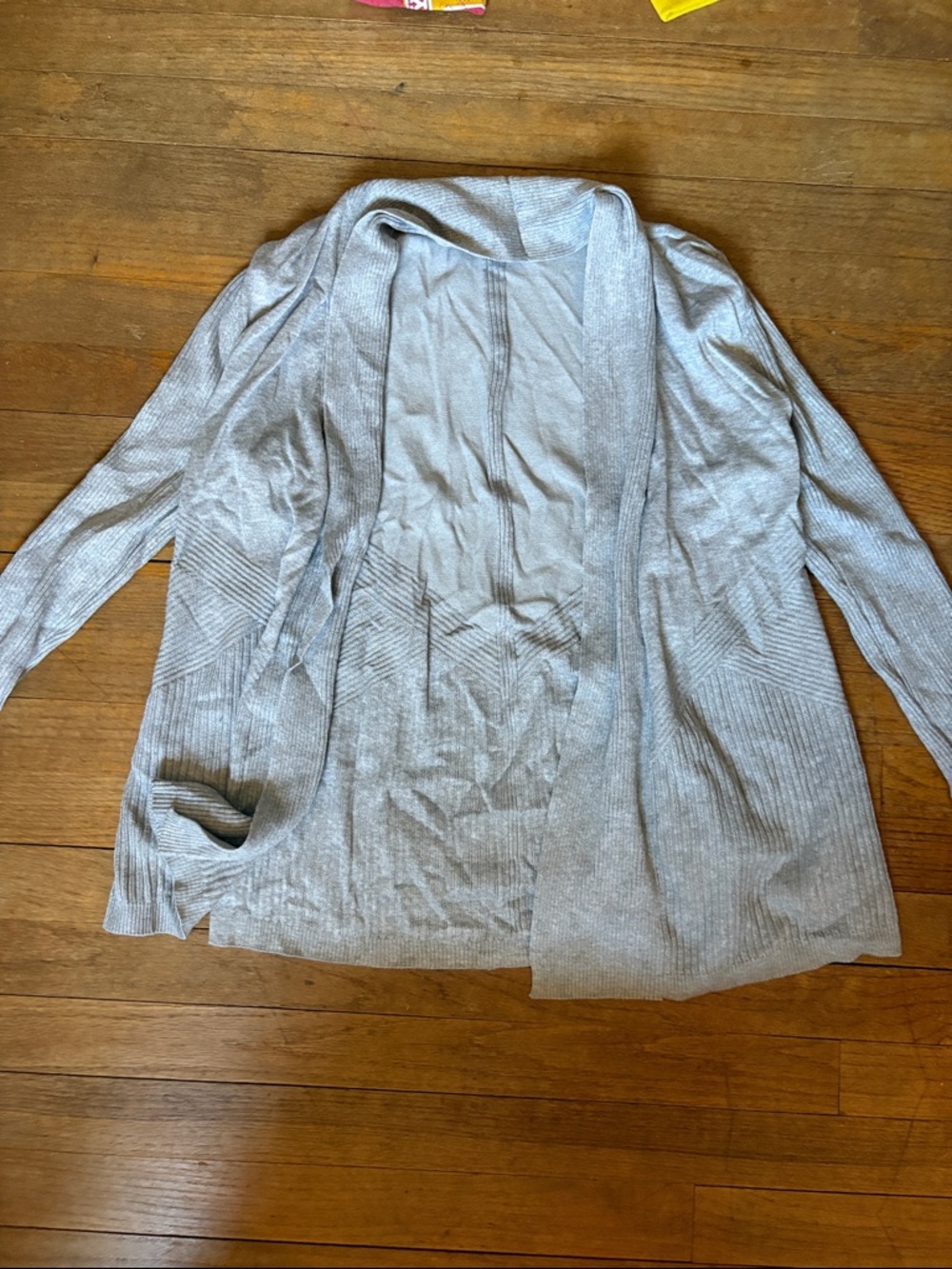 Verve Ami Light Gray Open-Front Ribbed Knit Cardigan